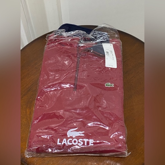 NWT Lacoste Half Zip Lightweight Interlock Sweatshirt size 9 - Picture 6 of 9